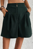 High-Waist Pleated Casual Shorts