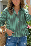 Striped Button-Front Blouse