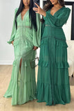 V-Neck Maxi Dress with Lace Panelling
