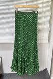 Pleated Polka Dot Maxi Skirt