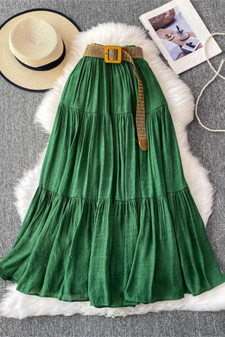Tiered Maxi Skirt with Belt