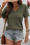 Lace-Trim V-Neck T-Shirt