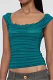 Ruffled Square Neck Tank Top