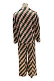 Striped Button-Up Pants Set