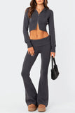 Knitted Two-Piece Flared Pant Set
