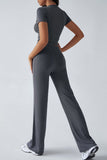 Short-Sleeve Crop Top and Pants Set