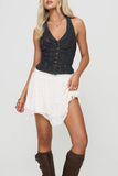 Button-Front Denim Tank Top
