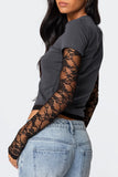 Lace Sleeve Fitted Tee