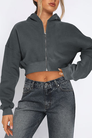 Cropped Zip-Up Hoodie