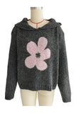 Floral Knit Sweater with Hood