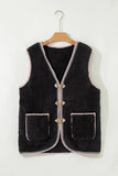 Contrast Trim Patch Pocket Button Vest