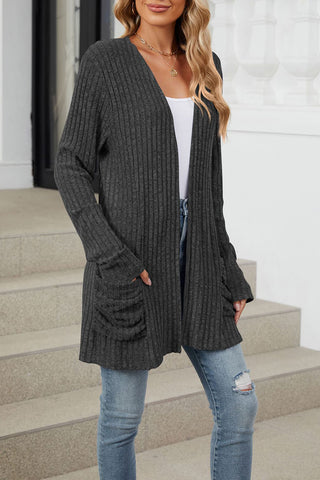 Open-Front Ribbed Cardigan