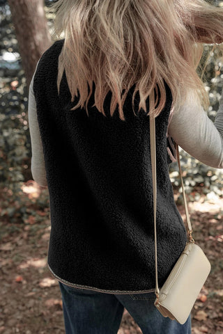 Contrast Trim Patch Pocket Button Vest