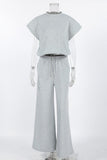 Relaxed Fit Casual Pullover Top and Sweatpants Set