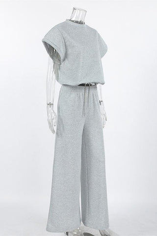 Relaxed Fit Casual Pullover Top and Sweatpants Set