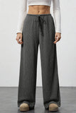 Wide-Leg Drawstring Casual Pants