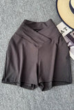 V-Waist Slim Brown High-Waist Shorts