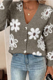 Floral Button-Up Cardigan Sweater
