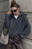 Zip-Front Sweater with Wide Collar