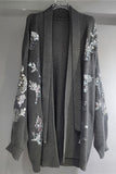 Sequined Open-Front Cardigan