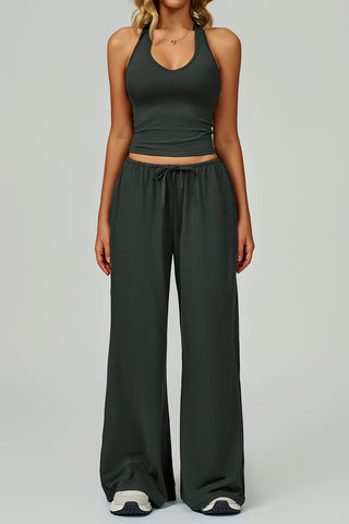 Halter Neck Wide-Leg Pants Set