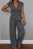 Wrap-Front Wide-Leg Pants Set