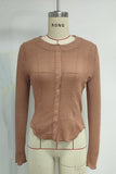 Snap-Button V-Neck Blouse