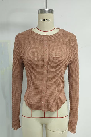Snap-Button V-Neck Blouse