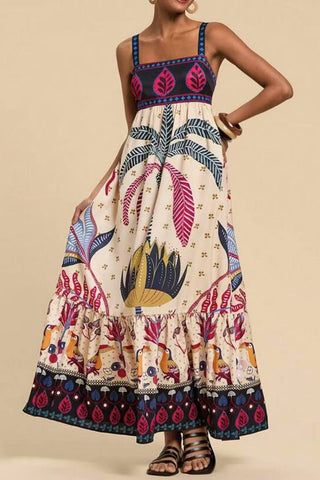 Tropical Tiered Hem Maxi Dress