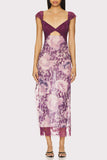 Cut-Out Floral Dress with Lace Trim