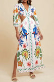 Cutout Maxi Dress with Vibrant Print