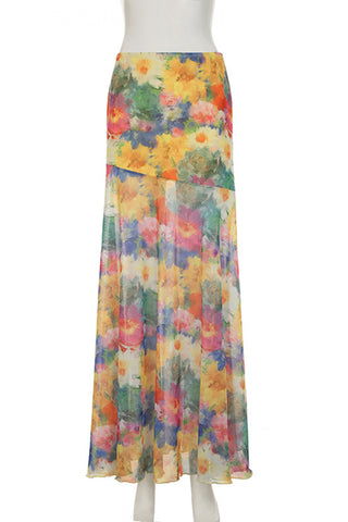 Floral Midi Casual Skirt