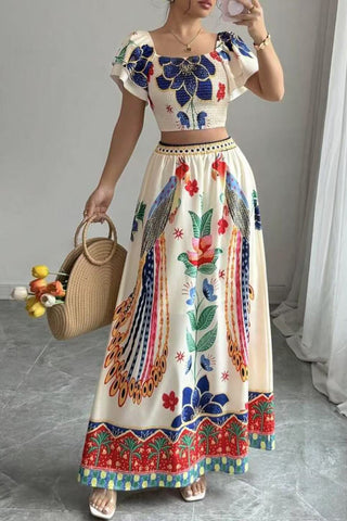Bohemian Floral Skirt Set