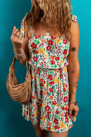 Tie Strap Floral Mini Dress