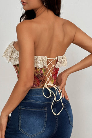 Floral Lace Trim Tank Top