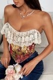 Floral Lace Trim Tank Top
