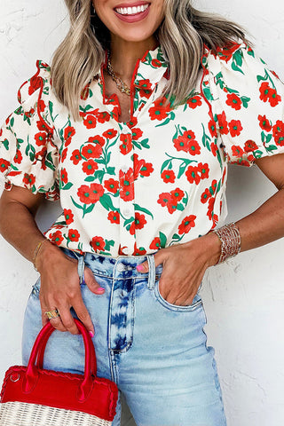 Puff Sleeve Floral Blouse