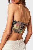 Abstract Print Strapless Tank Top