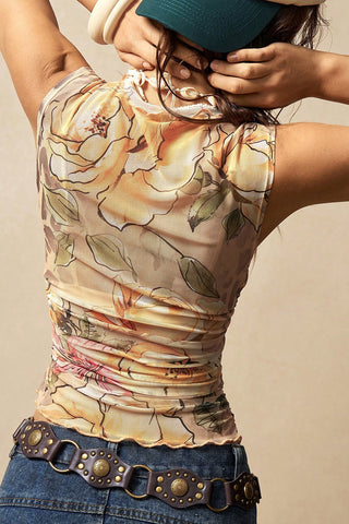 Floral Patterned Sleeveless Top