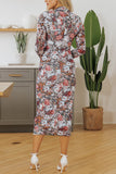 Floral Long-Sleeve Midi Dress