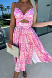 Spaghetti Strap Cut-Out Midi Dress