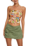 Tube Top with Floral Graphic Print