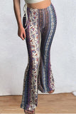 High-Waisted Patterned Flare Pants