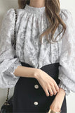 Elegant Lace Balloon Sleeve Blouse