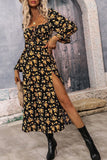 Floral Puff Sleeve Midi Dress