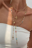 Layered Cross Pendant Necklace Set