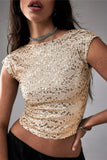 Backless Sequin Crop Top