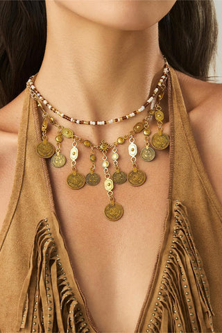 Boho Coin Charm Necklace