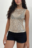 Sleeveless Sequin Tank Top