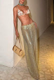 Sequin Wide-Leg Casual Pants
